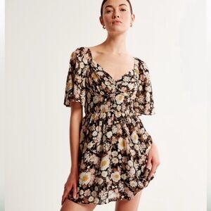 Abercrombie & Fitch Brown Floral Mini Dress